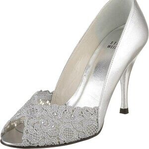Stuart Weitzman Women's Chantelle Peep-Toe Pump Size 8.5M